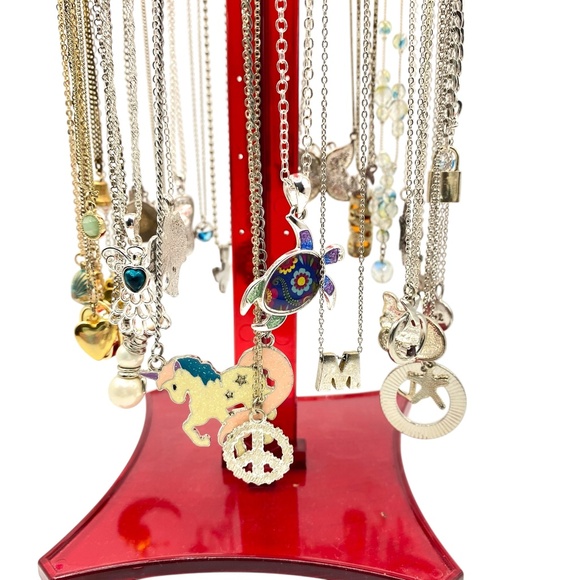 Necklace Lot Of 36 Silver & Goldtone Wearable Variety Bundle Pendants Chains - Picture 3 of 9